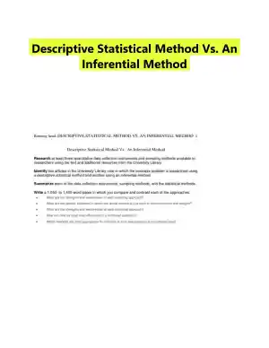 Descriptive Statistical Method Vs. An Inferential Method