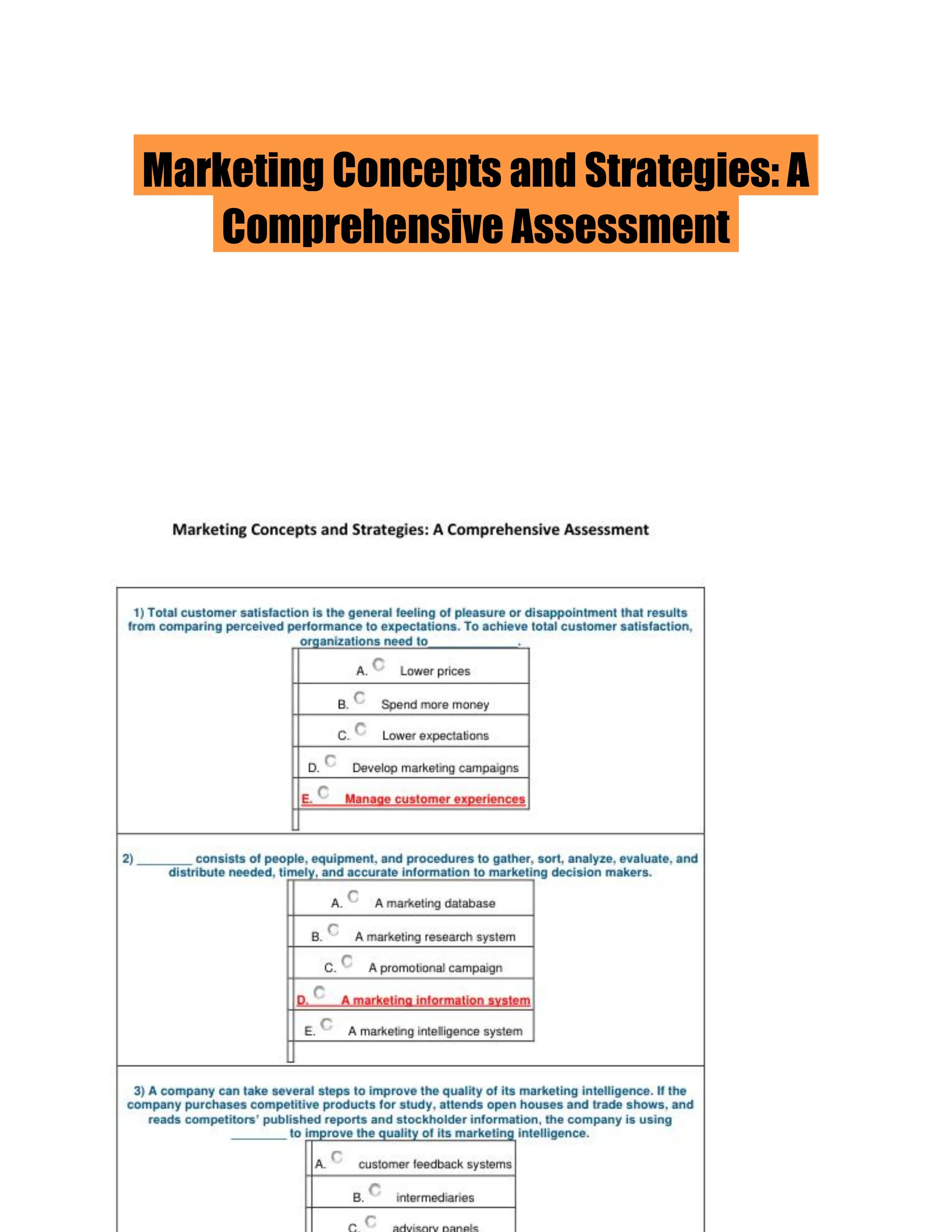 Marketing Concepts and Strategies: A Comprehensive Assessment
