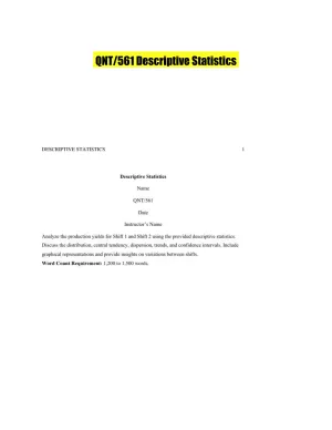 QNT/561 Descriptive Statistics