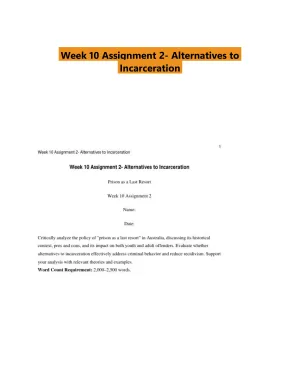 Week 10 Assignment 2- Alternatives to Incarceration