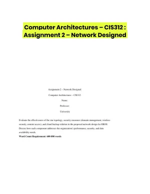 Computer Architectures � CIS312 : Assignment 2 � Network Designed