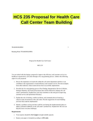 HCS 235 Proposal for Health Care Call Center Team Building