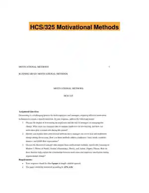 HCS/325 Motivational Methods
