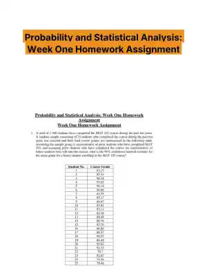 Probability and Statistical Analysis: Week One Homework Assignment