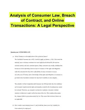 Analysis of Consumer Law, Breach of Contract, and Online Transactions: A Legal Perspective