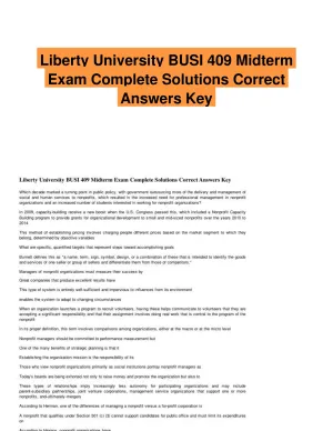 Liberty University BUSI 409 Midterm Exam Complete Solutions Correct Answers Key