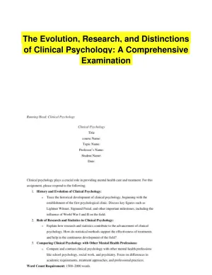 The Evolution, Research, and Distinctions of Clinical Psychology: A Comprehensive Examination