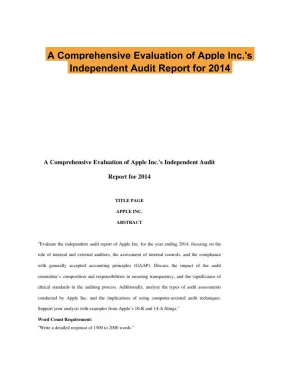 A Comprehensive Evaluation of Apple Inc.'s Independent Audit Report for 2014