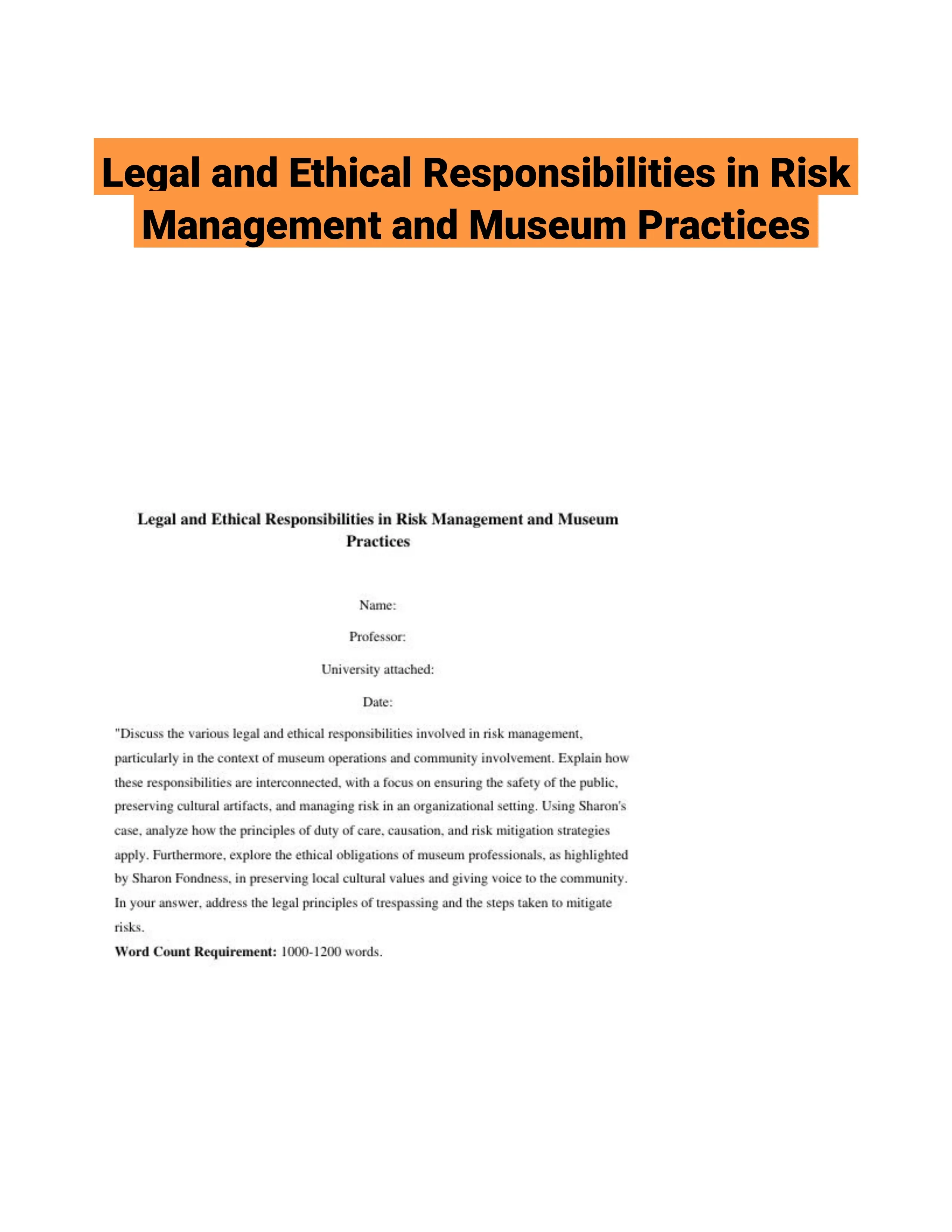 Legal and Ethical Responsibilities in Risk Management and Museum Practices