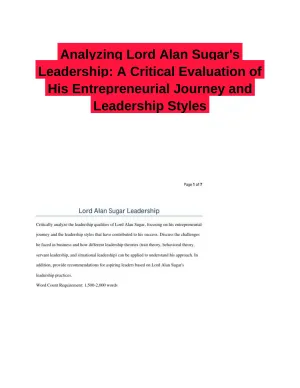 Analyzing Lord Alan Sugar's Leadership: A Critical Evaluation of His Entrepreneurial Journey and Leadership Styles