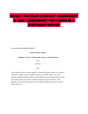 Harley-Davidson Company: Assignment 2: LASA 1 Assignment the Leader as a Strategist Report