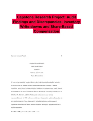Capstone Research Project: Audit Findings and Discrepancies: Inventory Write-downs and Share-Based Compensation