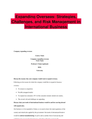 Expanding Overseas: Strategies, Challenges, and Risk Management in International Business