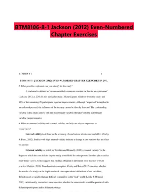 BTM8106-8-1 Jackson (2012) Even-Numbered Chapter Exercises