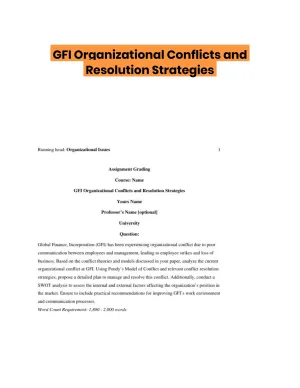 GFI Organizational Conflicts and Resolution Strategies