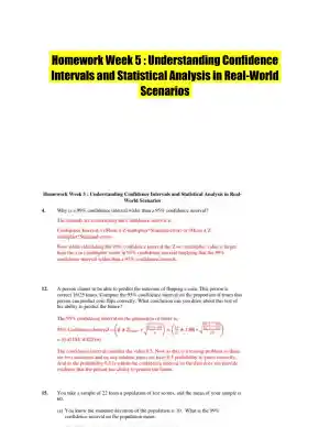 Homework Week 5 : Understanding Confidence Intervals and Statistical Analysis in Real-World Scenarios
