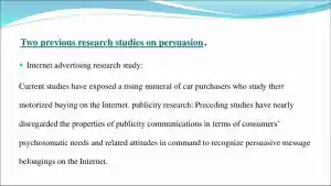 Two Previous Research Studies On Persuasion - Internet Advertising Research Study