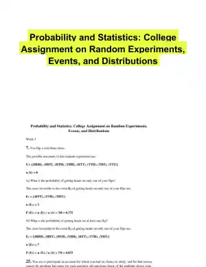 Probability and Statistics: College Assignment on Random Experiments, Events, and Distributions