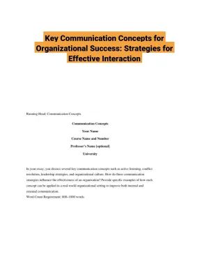 Key Communication Concepts for Organizational Success: Strategies for Effective Interaction