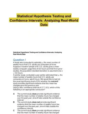 Statistical Hypothesis Testing and Confidence Intervals: Analyzing Real-World Data