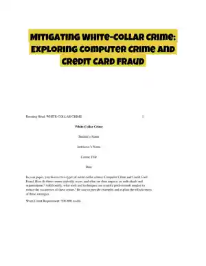 Mitigating White-Collar Crime: Exploring Computer Crime and Credit Card Fraud