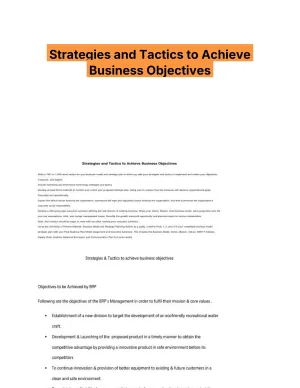 Strategies and Tactics to Achieve Business Objectives