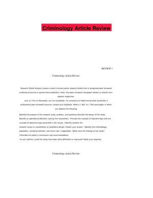 Criminology Article Review