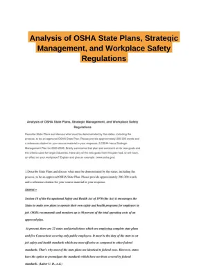 Analysis of OSHA State Plans, Strategic Management, and Workplace Safety Regulations