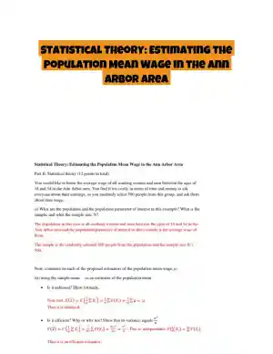 Statistical Theory: Estimating the Population Mean Wage in the Ann Arbor Area