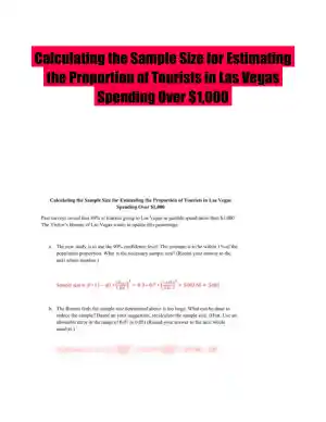 Calculating the Sample Size for Estimating the Proportion of Tourists in Las Vegas Spending Over $1,000