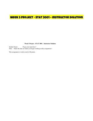 Week 5 Project - STAT 3001 � Instructor Solution