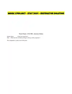 Week 5 Project - STAT 3001 � Instructor Solution