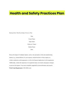 Health and Safety Practices Plan