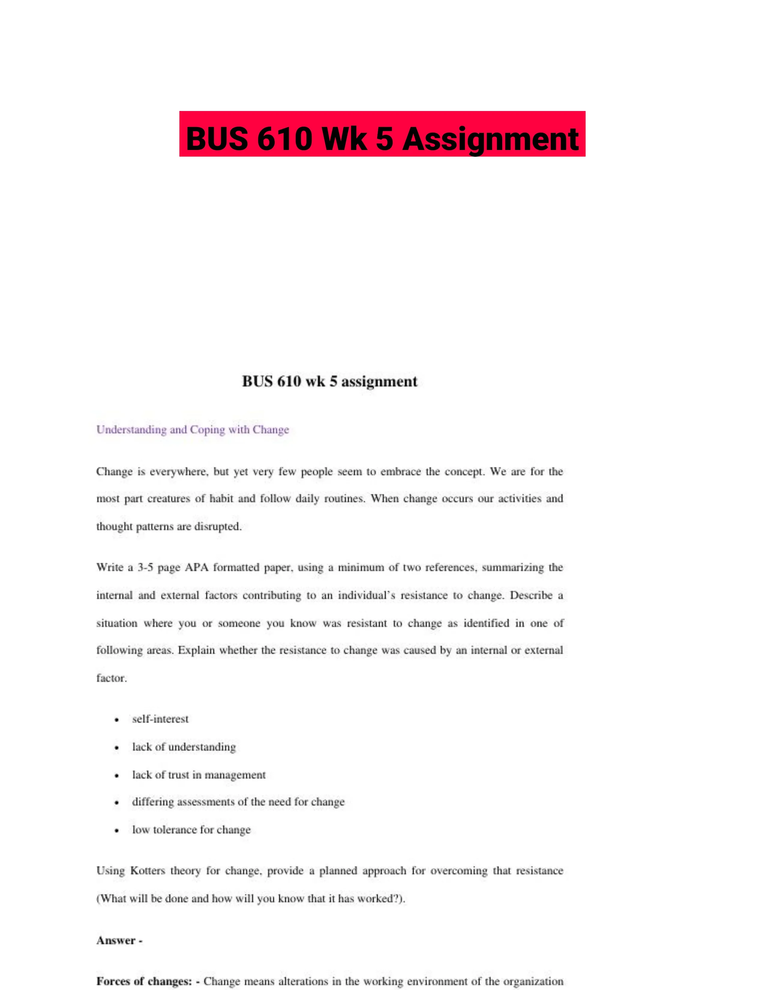 BUS 610 Wk 5 Assignment