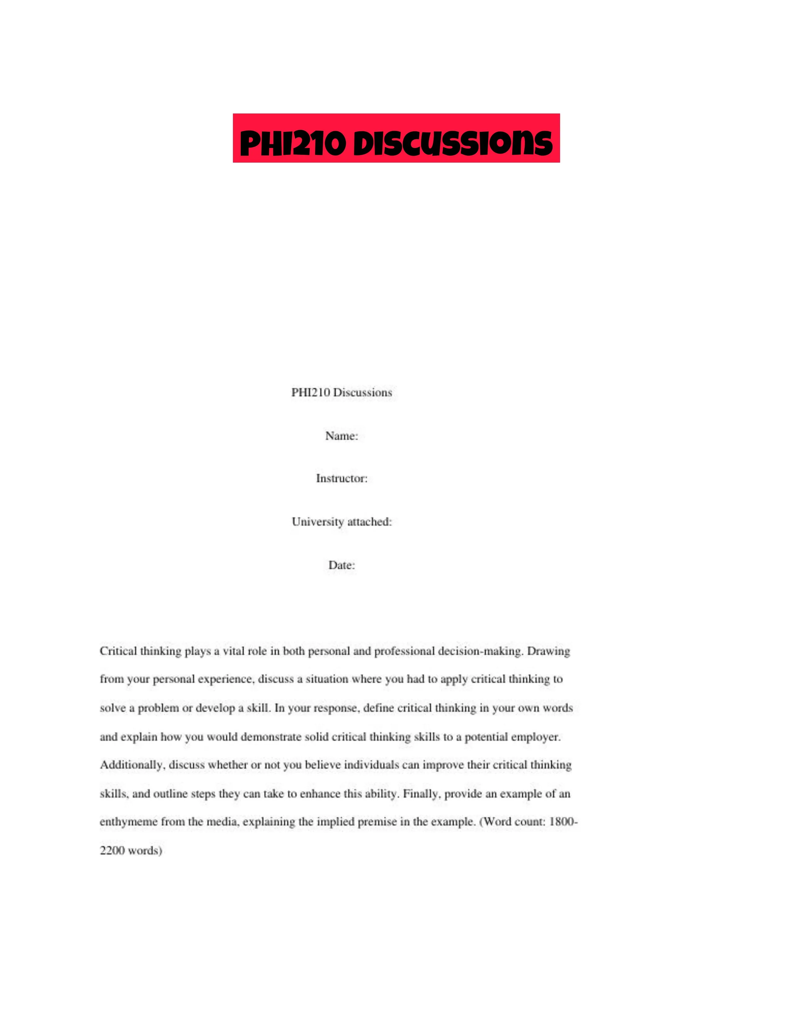 PHI210 Discussions
