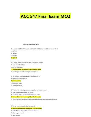 ACC 547 Final Exam MCQ