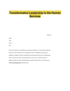 Transformative Leadership in the Human Services