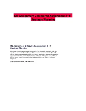 M5 Assignment 2 Required Assignment 2�IT Strategic Planning
