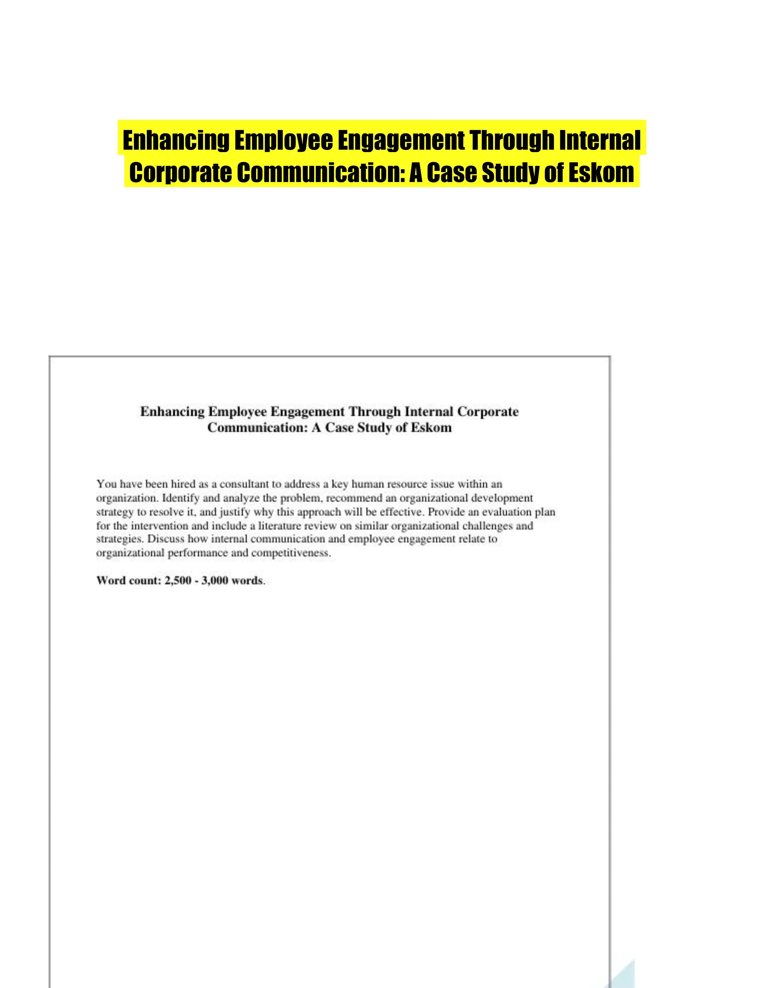 Enhancing Employee Engagement Through Internal Corporate Communication: A Case Study of Eskom