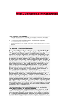 Week 2 Discussion 2 The Constitution