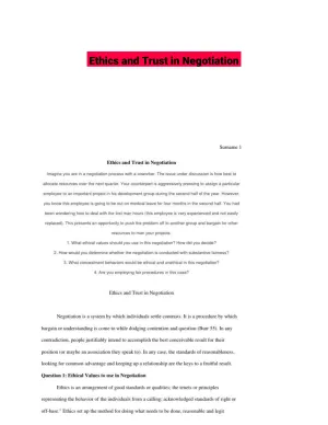 Ethics and Trust in Negotiation