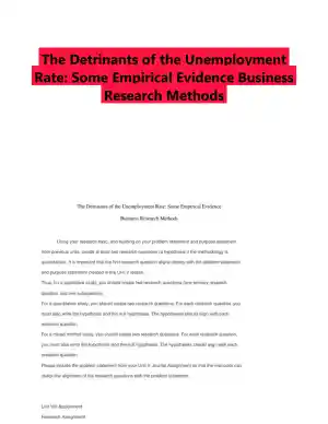 The Detrinants of the Unemployment Rate: Some Empirical Evidence Business Research Methods