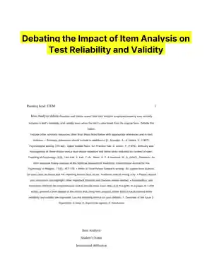 Debating the Impact of Item Analysis on Test Reliability and Validity