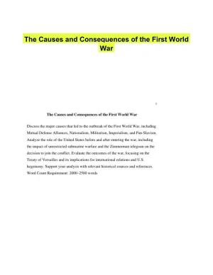 The Causes and Consequences of the First World War