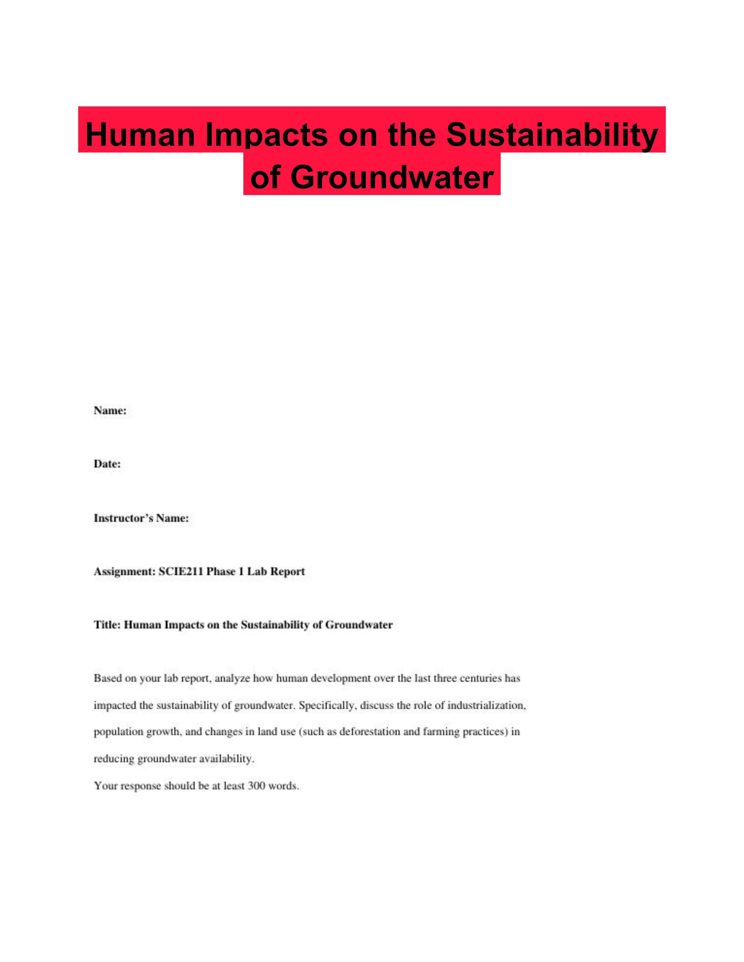 Human Impacts on the Sustainability of Groundwater