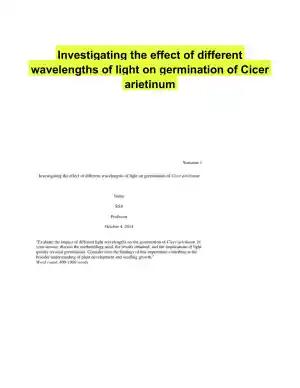 Investigating the effect of different wavelengths of light on germination of Cicer arietinum