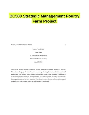 BC580 Strategic Management Poultry Farm Project