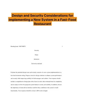 Design and Security Considerations for Implementing a New System in a Fast-Food Restaurant