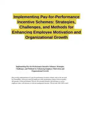 Implementing Pay-for-Performance Incentive Schemes: for Enhancing Employee Motivation and Organizational Growth
