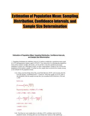 Estimation of Population Mean: Sampling Distribution, Confidence Intervals, and Sample Size Determination